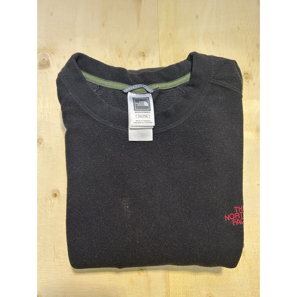 The North Face XXL Men's Black Fleece Crewneck Red Logo - AS-IS Small Flaw